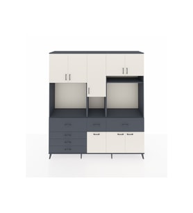 Hyperion Dolap 10 Raflı 6 Çekmeceli 8 Kapaklı 220x44x243 Antrasit-Aytaşı/Antrasit