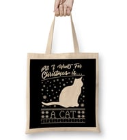All I Want For Christmas Is A Cat Pattern Bez Çanta Uzun Saplı