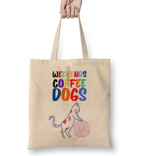 Coffee Cat Lover Funny Cat Lover Gifts For Women Men Kids Bez Çanta Uzun Saplı