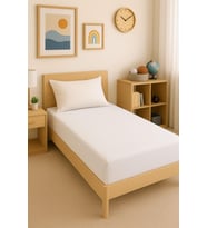 120 x 200 x 30 cm Düz Pamuklu Tek Kişilik Lastikli Fitted Penye Çarşaf (Beyaz)