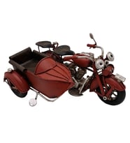 Nostaljik Metal Sepetli Dekoratif Motosiklet - Kırmızı