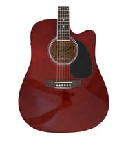 Almira F650N-WRC Elektro Akustik Gitar - Şarap Kırmızısı (Başlangıç/Orta - Cutaway Kasa)  Wine Red Finish, Dahili Preamp ve Pil Göstergesi, Çelik Teller  Ölçüler: 41 İnç Standart Dreadnought