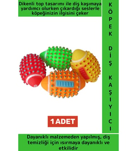 Dayanıklı Evcil Hayvan İlgi Çekici Sesli Renkli Masaj Etkili Dikenli Köpek Diş Kaşıma Oyun Topu