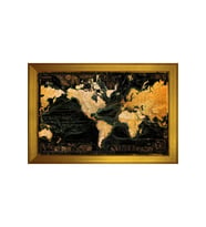Harita Temalı Kanvas Tablo 80 x 110 cm Gold Çerçeve