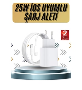15/Pro/Pro Max 20W İOS Uyumlu Hızlı Şarj Aleti Adaptörlü Beyaz
