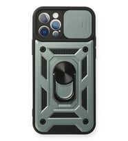 Mey İthalat® iPhone 12 Pro Kılıf Pars Lens Yüzüklü Silikon - Yeşil