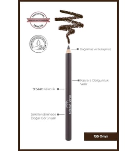 Uzun Süre Kalıcı, Belirginleştirici Şekillendirici Kahve Kaş Kalemi - Brow Liner 155 Onyx