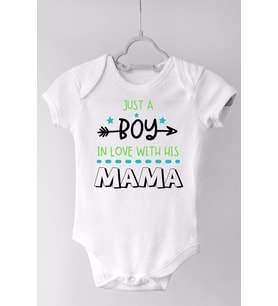 Erkek Bebek Beyaz Just A Boy Kısa Kollu Çıtçıtlı Pamuklu Body