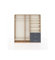 Arges Dolap 9 Raflı 3 Çekmeceli 3 Askılı 220x30x243 Çam-Aytaşı/Antrasit