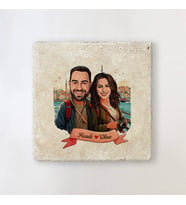 Sevgiliye Hediye Kişiye Özel Kadim İstanbul ve Aşkımız Karikatürlü Taş Bardak Altlığı