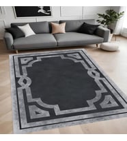 Rovigo Home Dijital Baskı Yıkanabilir Kaymaz Taban Salon Halısı Ve Yolluk RV059-FNL332 (Gri)