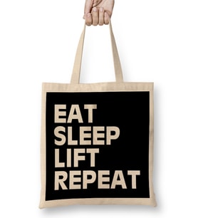 Eat Sleep Lift Repeat Bez Çanta Uzun Saplı