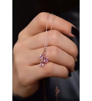 925 Ayar Gümüş Rose Kaplama Ekim Ayı Doğum Taşlı Kübik Drop Kolye