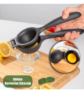 Siyah Lüks Döküm Limon&portakal Narenciye Sıkacağı - Pratik Ve Dayanıklı Gövde (Kurşun Gri)