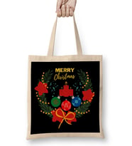 Yılbaşı Yeni Yıl KonseptliChristmas Wreath Bez Çanta Uzun Saplı