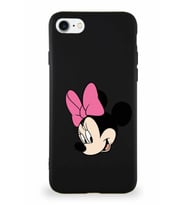 Apple iPhone SE 2020 Soft Premier Kapak Minnie Mouse-B Tasarımlı Silikon Kılıf - Siyah (Şeffaf)