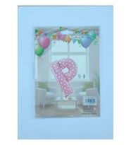 P Harf Pembe Kalp Desenli Folyo Balon 26" inç 65 cm parti, doğum 