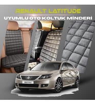 Renault Latitude Antrasit Renk Tay Tüyü Cepli & Terletmez Sırtlı Oto Koltuk Minder Seti - Koltuk Koruma Kılıfı (ÖN & ARKA TAM SET)