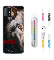 INFINIX Hot 8 9 10 11S Hot 10 Play 10T Kılıf Kablo Koruma Spiral Silikon Wolf Eyes 1758