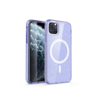 Apple iPhone 11 Uyumlu Kılıf M-safe Şarj Özellikli Parlayan Simli Saydam Renkli Zore Allstar Kapak (Mor)