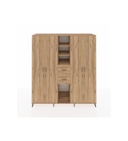 Kronos Dolap 15 Raflı 2 Çekmeceli 4 Kapaklı 220x59x243 Çam-Çam/Çam