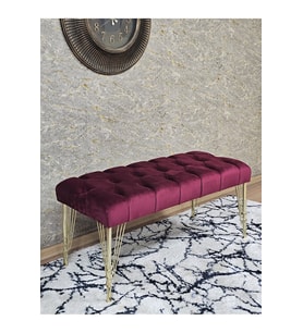 Gold Tel Ayaklı 90 cm Puf Bench - Puf - Bench - Kasalı Oturak - Oturak - Yatak Ucu Puf Bordo Renk 90 x 40 Boyut/Ebat (Çok Renkli)