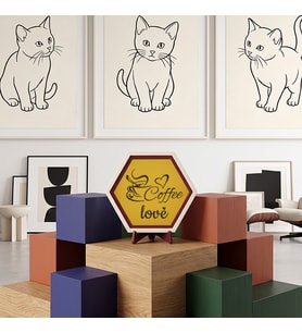 Şık Coffee Love Motifli Masaüstü Dekoratif Süsü Mutfak Tezgahınız İçin Modern Görünüm Sunan Zarif Aksesuar 10x10 cm, Sarı