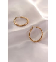 Gold Renk Sarmal Halka Kadın Çelik Küpe