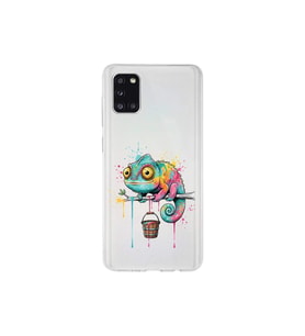Samsung Galaxy A31 ile Uyumlu Splash Bukalemun Tasarımlı Şeffaf Silikon Kılıf