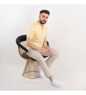 Neyir Triko Slimfit Yakalı Erkek Triko T-Shirt (Sarı)