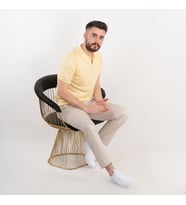 Neyir Triko Slimfit Yakalı Erkek Triko T-Shirt (Sarı)