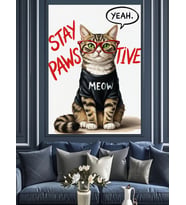 Gözlüklü Kedi Yazılı Poster Dekoratif Kanvas - Mdf Ahşap Tablo