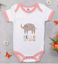 BK Kids Hello Little One Tasarımlı Pembe Bebek Body Zıbın-1