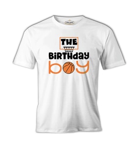 Basketbol - Doğum Günü Çocuğu Beyaz Erkek Tshirt