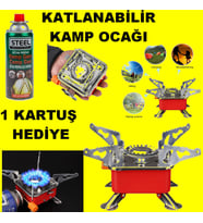 Mini Kamp Soba Katlanır Açık Gaz Sobası Portatif Piknik Split Ocak Brülör + 1 Adet Gaz Hediyeli