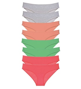 8 adet Süper Eko Set Likralı Kadın Slip Külot Gri Pudra Yeşil Fuşya
