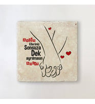 Kişiye Özel El Ele Sevgililer Bardak Altlığı