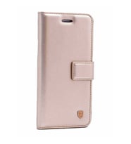 Samsung Galaxy S10E Uyumlu Kılıf Zore New Delüxe Kapaklı Standlı Kılıf (Gold)