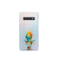 Samsung Galaxy S10 ile uyumlu Splash ahtapot tasarımlı şeffaf silikon kılıf