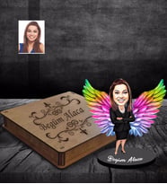 Kişiye Özel Melek Anne Tasarımlı Karikatür Ahşap Biblo Kutulu Model-4