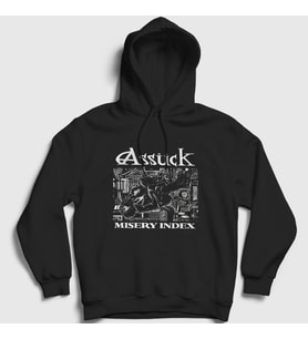 Presmono Unisex Siyah Assück Metal Misery Index Kapüşonlu Sweatshirt 473817tt