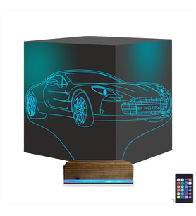 Luvivia Spor Araba Aston Martin Kişiye Özel 3D Lamba - Masa Gece Lambası