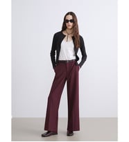LCW Vision Bordo Beli Kemerli Geniş Paça Kadın Pantolon