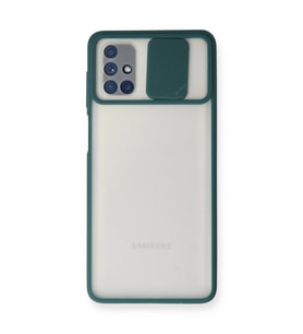 Samsung Galaxy M51 Kılıf Palm Buzlu Kamera Sürgülü Silikon - Yeşil