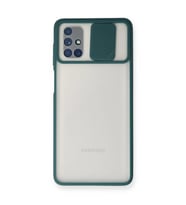 Samsung Galaxy M51 Kılıf Palm Buzlu Kamera Sürgülü Silikon - Yeşil