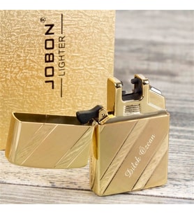 Jobon Metal Desenli Usb Şarzlı Kişiye Özel Elektirkli Gold Çakmak