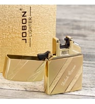 Jobon Metal Desenli Usb Şarzlı Kişiye Özel Elektirkli Gold Çakmak