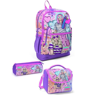 Coral High Kids Pembe Mor Fashion Girl Desenli 3'lü Okul Çanta Seti SET0123755