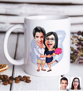 BK Gift Kişiye Özel Sevgililer Karikatürlü Beyaz Kupa Bardak-108