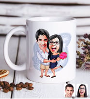 BK Gift Kişiye Özel Sevgililer Karikatürlü Beyaz Kupa Bardak-108